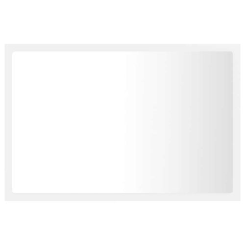 LED огледало за баня, бяло, 60x8,5x37 см, акрил
