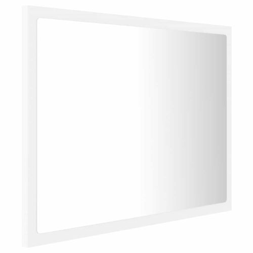 LED огледало за баня, бяло, 60x8,5x37 см, акрил