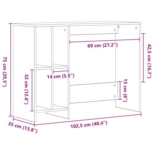 Бюро Черния дъб Инженерна дървесина 102,5 x 35 x 75 см