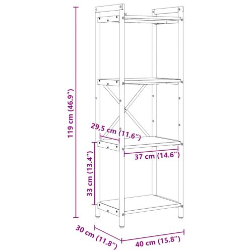 Рафт за книги 40 x 30 x 119 см Инженерна дървесина Сив сонома