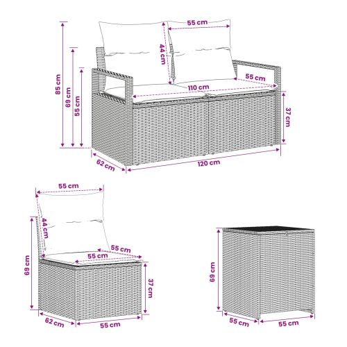 Комплект дивани 5 бр. Сив и тъмен сив 177 x 177 x 85 см