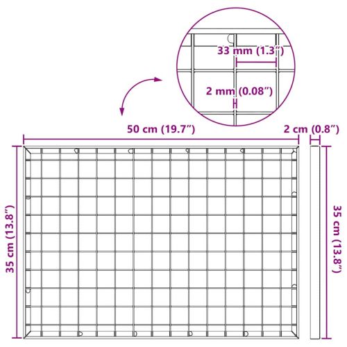 Решетка Сребристо 50 x 35 x 2 см Горещо поцинкована стомана