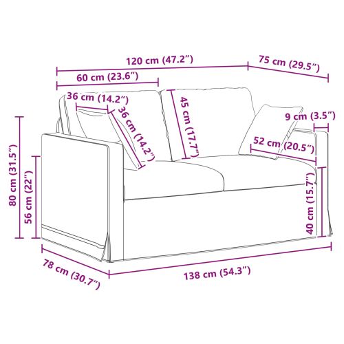 Диван Розово 138 x 78 x 80 см Кадифе