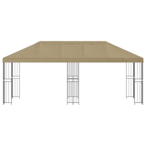 Градинска беседка 6 x 3 m Бежово Полиестер и стомана 190 gsm