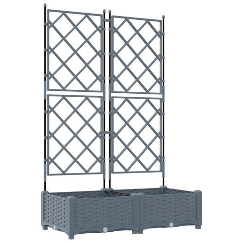 Градинска саксия 2 бр. Светлосиво 80 x 40 x 125,5 см ПП