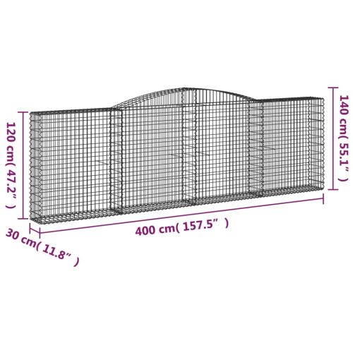 Габионни кошници арка 4 бр 400x30x120/140см поцинковано желязо