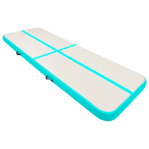 Надуваем дюшек за гимнастика с помпа, 400x100x15 см, PVC, зелен