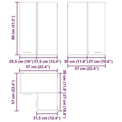Висящ шкаф Занаятчийски дъб и бяло 57 x 57 x 80 см