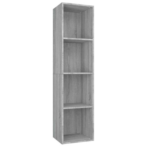 Шкаф за книги/ТВ шкаф сив сонома 36x30x143 см инженерно дърво