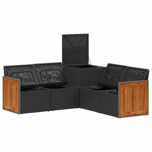 Комплект дивани 5 бр. Черно и кремаво бяло 176 x 176 x 85 см