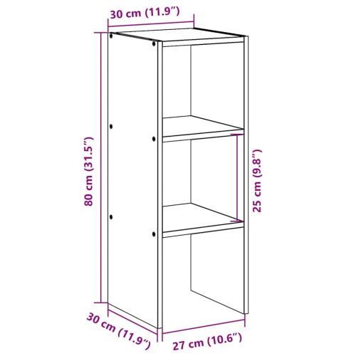Библиотека стифиращи черен дъб 30x30x80 см инженерно дърво