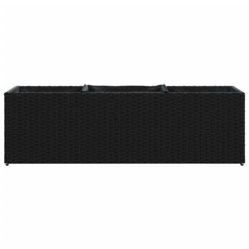 Градински плантери с 3 саксии 2 бр черни 105x30x32 см полиратан