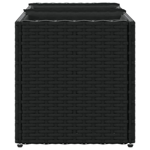 Градински плантери с 3 саксии 2 бр черни 105x30x32 см полиратан