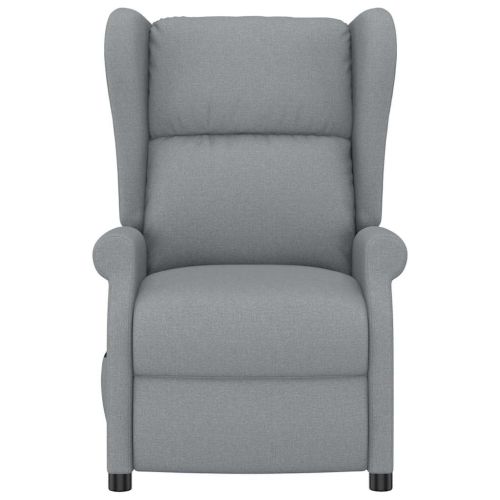 Wingback електрически реклайнер стол, светлосив, текстил