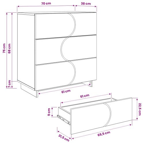 Страничен шкаф Черно 70 x 38 x 75 см Инженерна дървесина