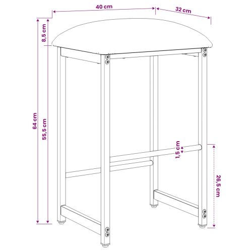 Бар стол 2 бр. Тъмносиво 40 x 32 x 64 см Инженерна дървесина