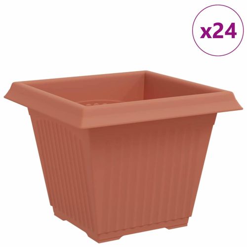 Квадратна цветна саксия 24 бр. Червено тухла 38 x 38 x 30 см