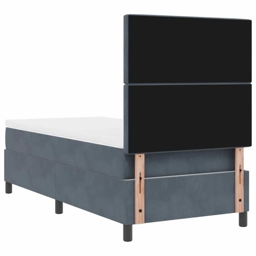 Легло с пружинирана основа Тъмен сив 90 x 200 cm Кадифе