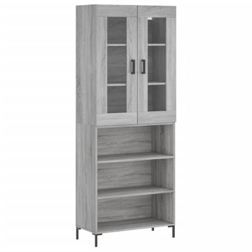 Висок шкаф, сив сонома, 69,5x34x180 см, инженерно дърво