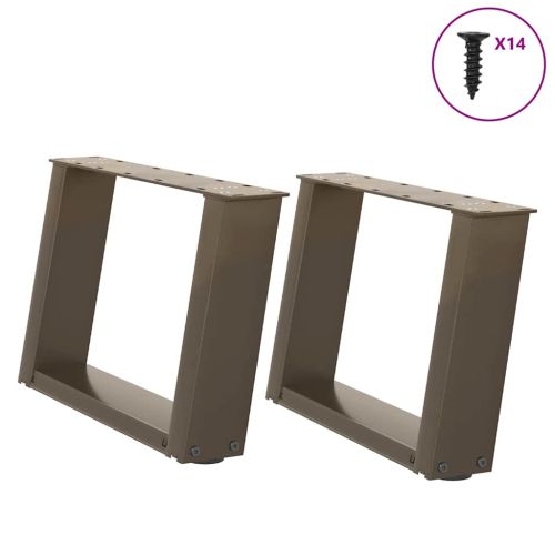 Крака за масичка за кафе, U-образни, 2 бр., естествена стомана, 40 x (30-31) см, стомана