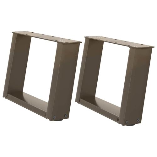 Крака за масичка за кафе, U-образни, 2 бр., естествена стомана, 40 x (30-31) см, стомана