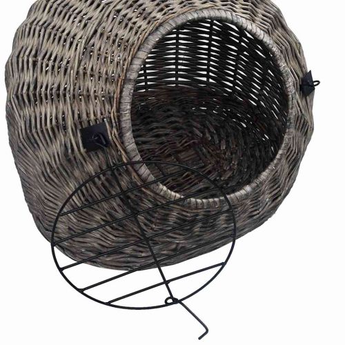 Транспортен кош за котки, сив, 60x45x45 см, естествена върба