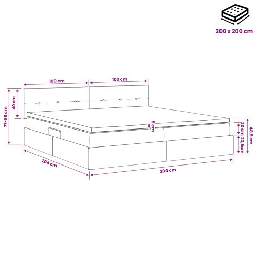 Легло с място за съхранение Тъмен син 200 x 200 cm Кадифе