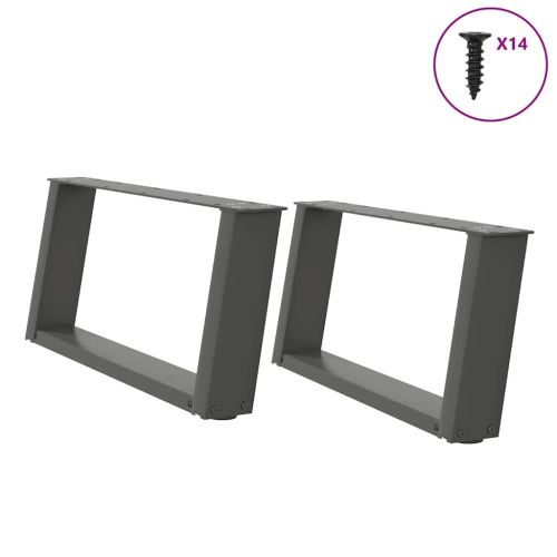 Крака за масичка за кафе, U-образни, 2 бр., антрацит, 60x(30-31) см, стомана