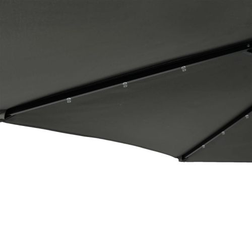 Градински чадър с LED и стоманен прът, антрацит, 225x225x212 см