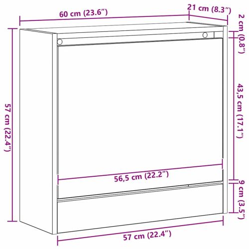 Шкаф за обувки 60 x 21 x 57 cm Инженерна дървесина Дъб