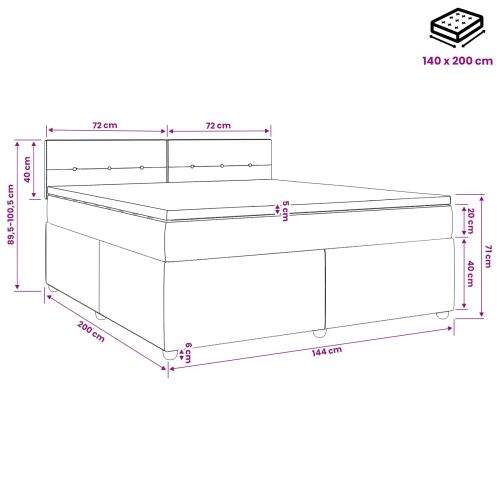 Континентално легло с матрак Синьо 140 x 200 cm Текстил
