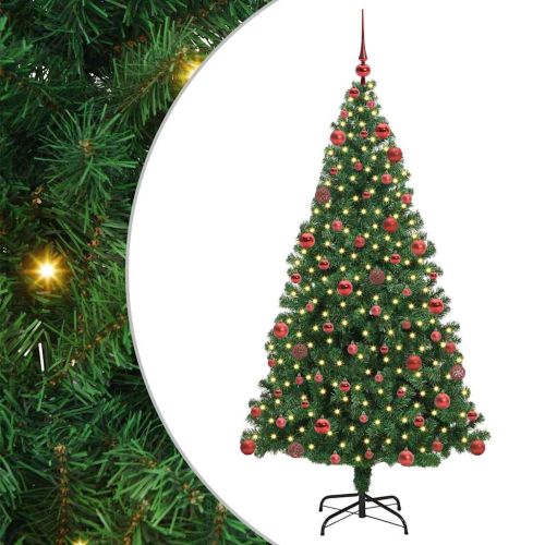 С изкуствено коледно дърво с 300 LED светодиода Зелен 180 cm