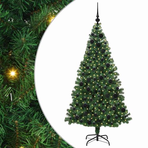 С изкуствено коледно дърво с 300 LED светодиода Зелен 180 cm
