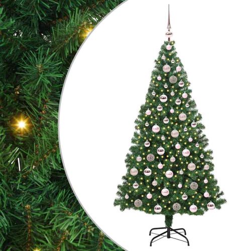 С изкуствено коледно дърво с 300 LED светодиода Зелен 180 cm