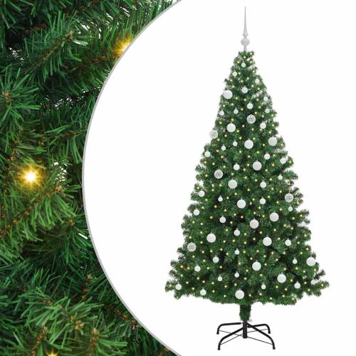 С изкуствено коледно дърво с 300 LED светодиода Зелен 180 cm
