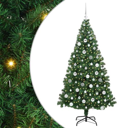 С изкуствено коледно дърво с 300 LED светодиода Зелен 180 cm