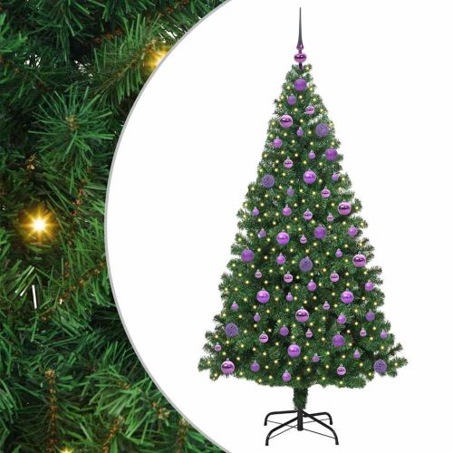 С изкуствено коледно дърво с 300 LED светодиода Зелен 180 cm