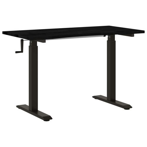 Бюро със съхранение Черен и тъмен кафяв 120 x 60 cm Масивен дъб