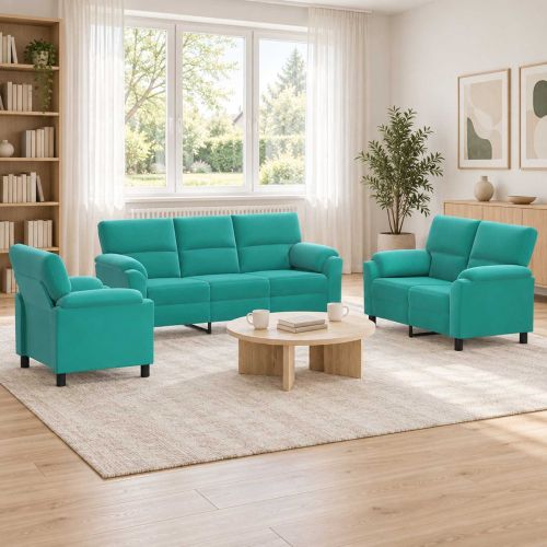 Комплект дивани 3 pcs Тюркоаз Кадифе