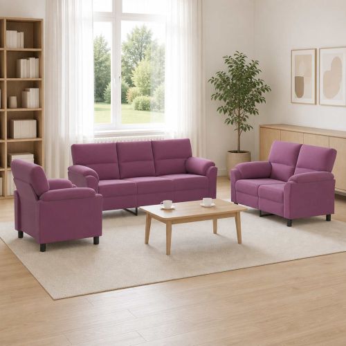 Комплект дивани 3 pcs Лилаво Кадифе