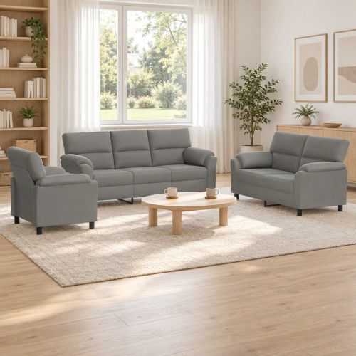 Комплект дивани 3 pcs Светлосиво Кадифе