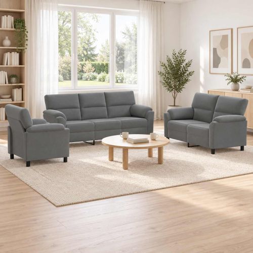 Комплект дивани 3 pcs Тъмносиво Кадифе