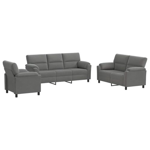 Комплект дивани 3 pcs Тъмносиво Кадифе