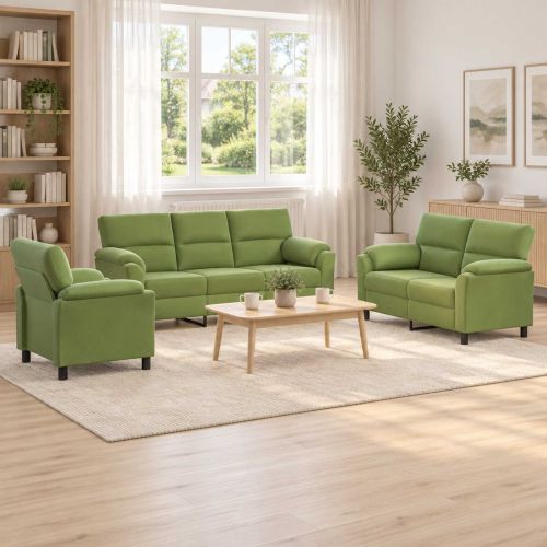 Комплект дивани 3 pcs Светло зелено Кадифе