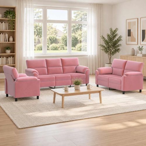 Комплект дивани 3 pcs Розово Кадифе