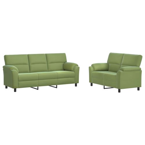 Комплект дивани 2 pcs Светло зелено Кадифе