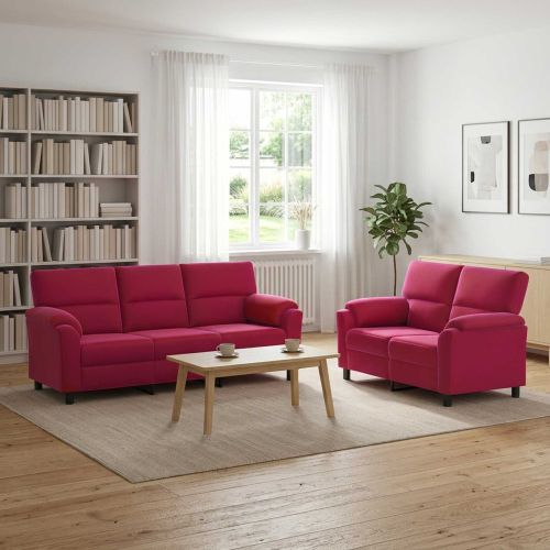Комплект дивани 2 pcs Виненочервен Кадифе
