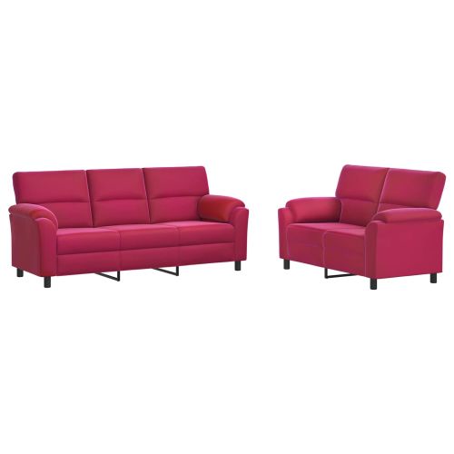 Комплект дивани 2 pcs Виненочервен Кадифе