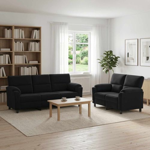 Комплект дивани 2 pcs Черно Кадифе