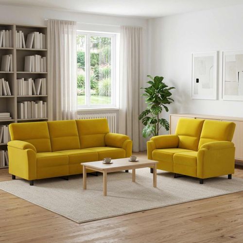 Комплект дивани 2 pcs Жълто Кадифе